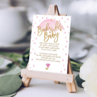 Baby shower parapluie rose Livres pour carte bébé