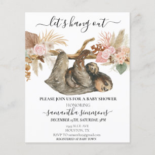 Baby shower paresseux Bohème Tropical aquarelle