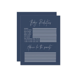 Baby shower parti prédictions jeu marine bleu