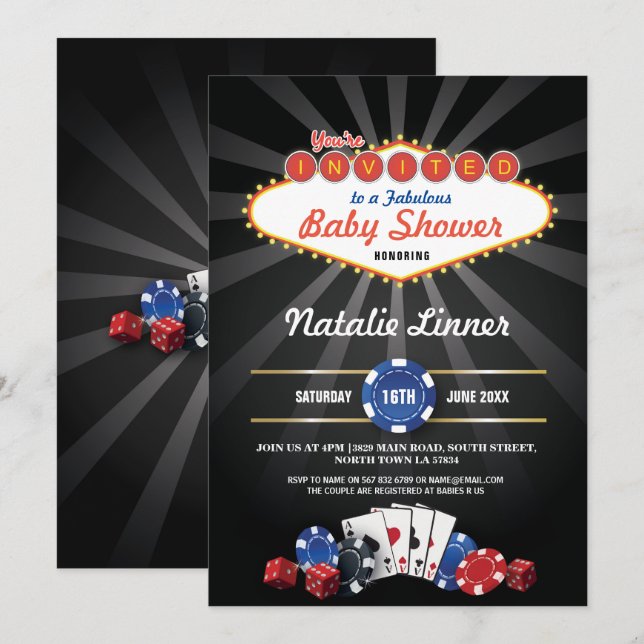 Baby shower Party Las Vegas Casino Dice Invitation (Devant / Derrière)