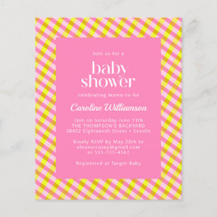Baby Shower pas cher avec motif carreaux rose jaun