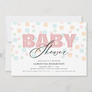 Baby Shower Pastel Rose Moderne à Points