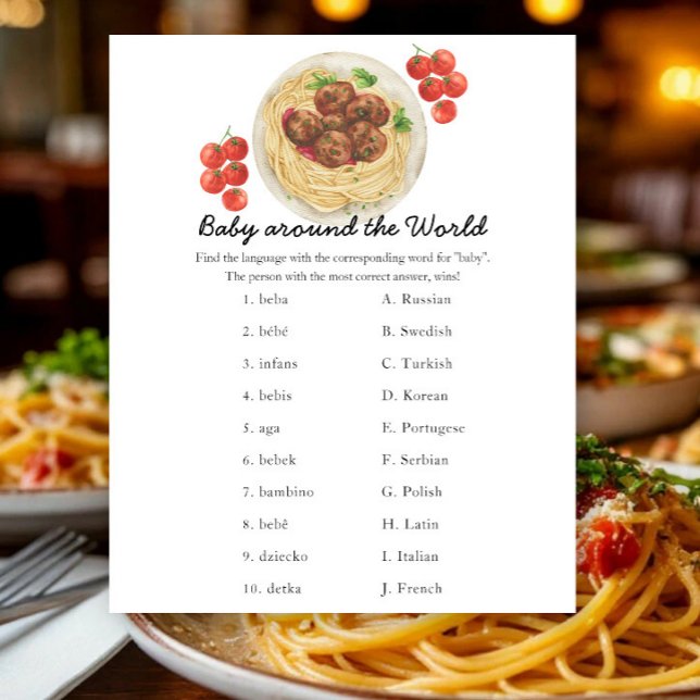 Baby shower pâtes - jeu bébé autour du monde (Créateur téléchargé)