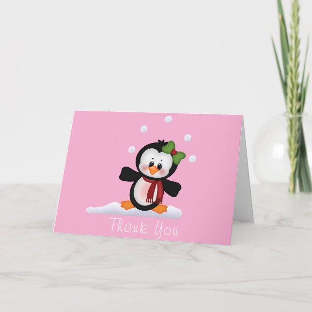 Baby shower Penguin Merci Note (Devant)
