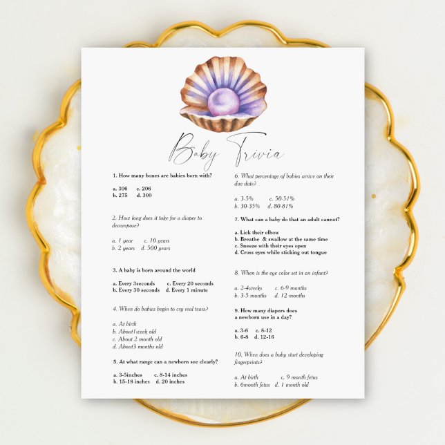 Baby shower perle - Baby Trivia jeu (Créateur téléchargé)