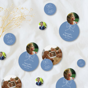 Baby shower personnalisé Photo Confetti Blue Bow