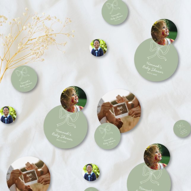 Baby shower personnalisé Photo Confetti Sage Green (Personalized Baby Shower Photo Confetti Sage Green
)