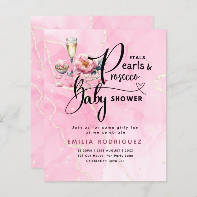 Baby shower Petals Pearls Prosecco (Devant / Derrière)