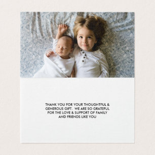Baby shower photo   Carte de note Merci