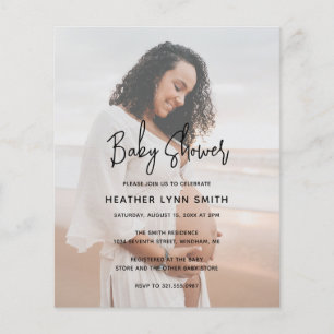 Baby shower photo moderne Budget Invitation
