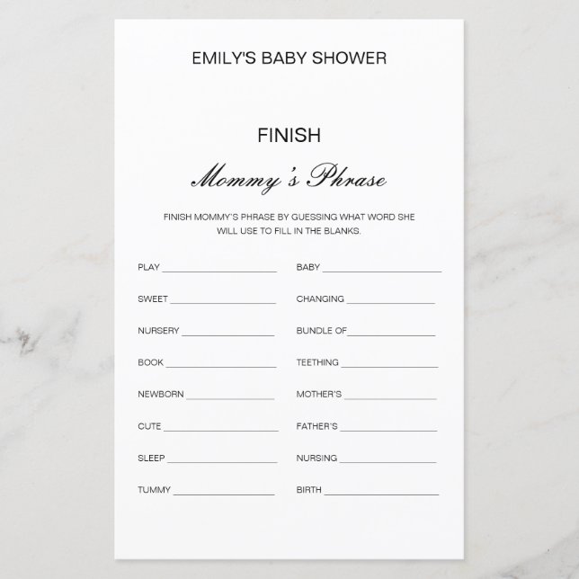 Baby shower Phrase de maman de finition modifiable (Devant)