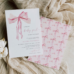 Baby shower Pink Bow Invitation Girl Coquette