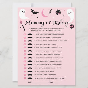 Baby shower Pink Halloween Devinez Qui Joue Carte