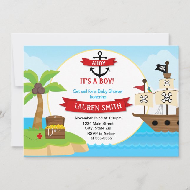 Baby shower pirate Invitation Carte 5x7 (Devant)