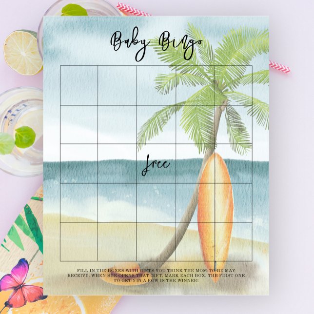 Baby shower plage Surf - Jeu de bingo bébé (Créateur téléchargé)