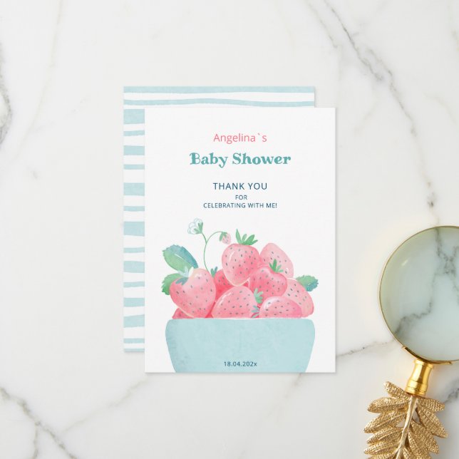 Baby shower plat Merci Fraises (Devant/Arrière en situation)