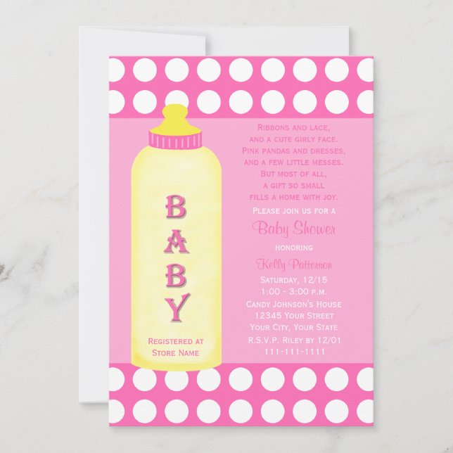 Baby shower Poème Invitation Baby Girl (Devant)