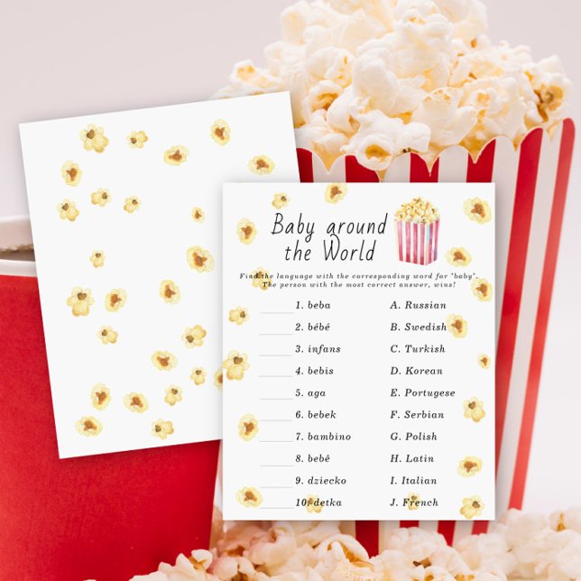 Baby shower popcorn - Jeu bébé autour du monde (Créateur téléchargé)