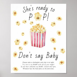 Baby shower Popcorn - Ne pas dire Poster bébé