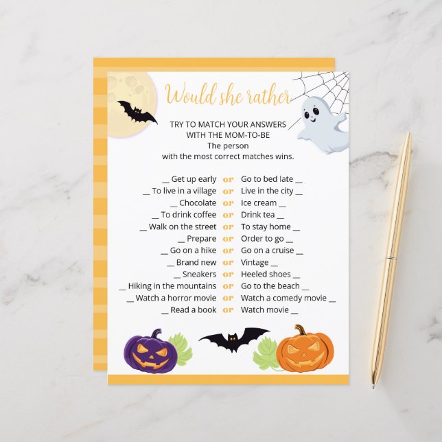 Baby shower pour la feuille d'Halloween Little Boo (Devant/Arrière en situation)