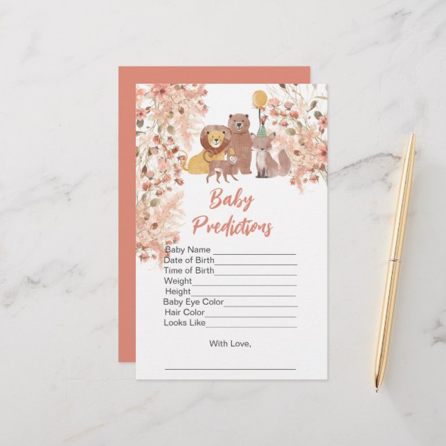 Baby shower Prédiction Boho Safari Pampas Grass (Devant/Arrière en situation)