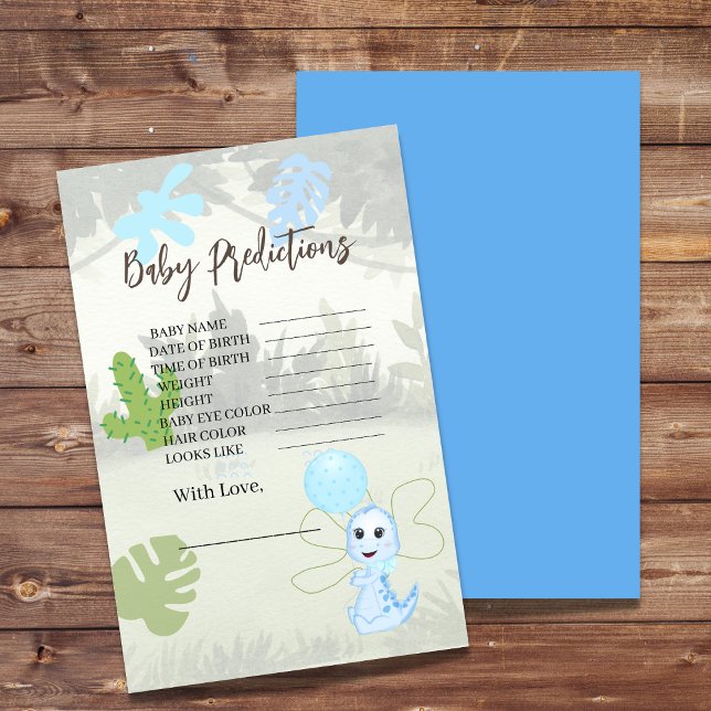 Baby shower Prédictions Bleu Blonde Et Dinosaure (Créateur téléchargé)