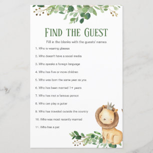 Baby shower Prince Lion de verdure Trouvez l'invit