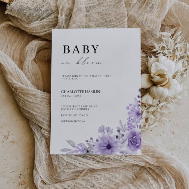 Baby shower Purple Invitation Modèle (Baby Shower Purple Invitation Template)