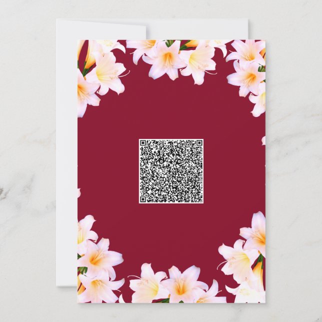 Baby shower QR Code Invitation avec Lilly Flowers (Dos)