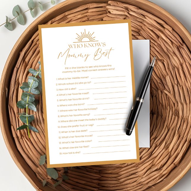 Baby shower Qui Connaît Maman Meilleur Jeu Sunshin (Créateur téléchargé)