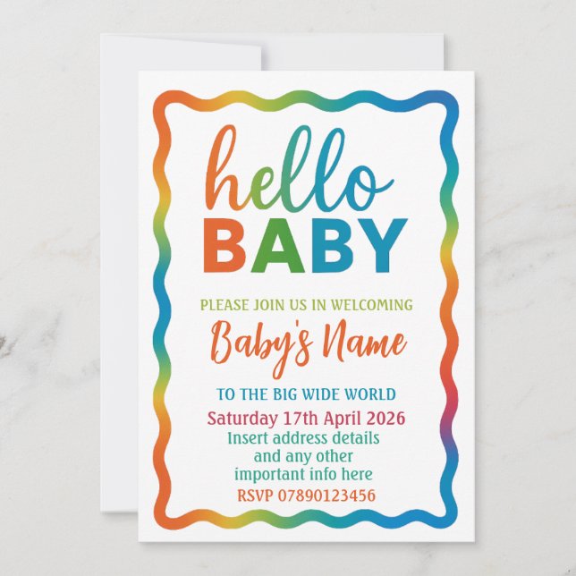 Baby shower Rainbow invitation invitation personna (Devant)