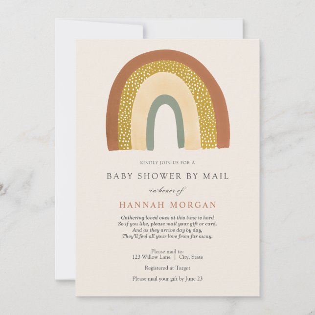 Baby shower Rainbow vintage par invitation par cou (Devant)