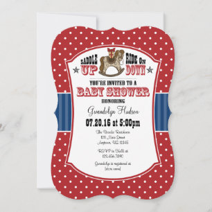 Baby shower Red Blue Cowboy Invitation