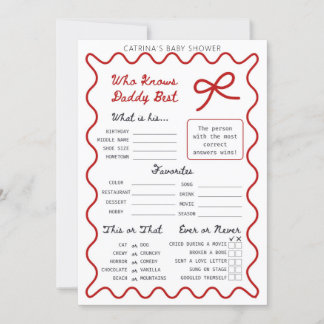 Baby shower Red Bow - Nom modifiable, invitation 5