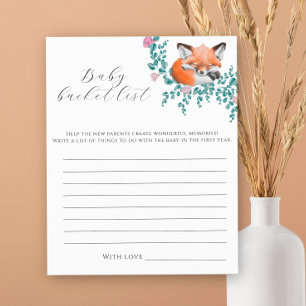 Baby shower renard mignon - Jeu de liste de naissa