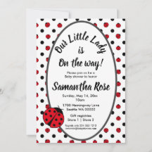 Baby shower rétro pois Ladybugs invitation