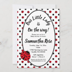 Baby shower rétro pois Ladybugs invitation