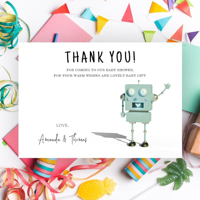 Baby shower Robot garçon - merci (Créateur téléchargé)