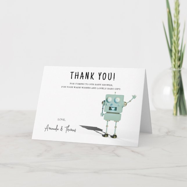 Baby shower Robot garçon - merci (Devant)