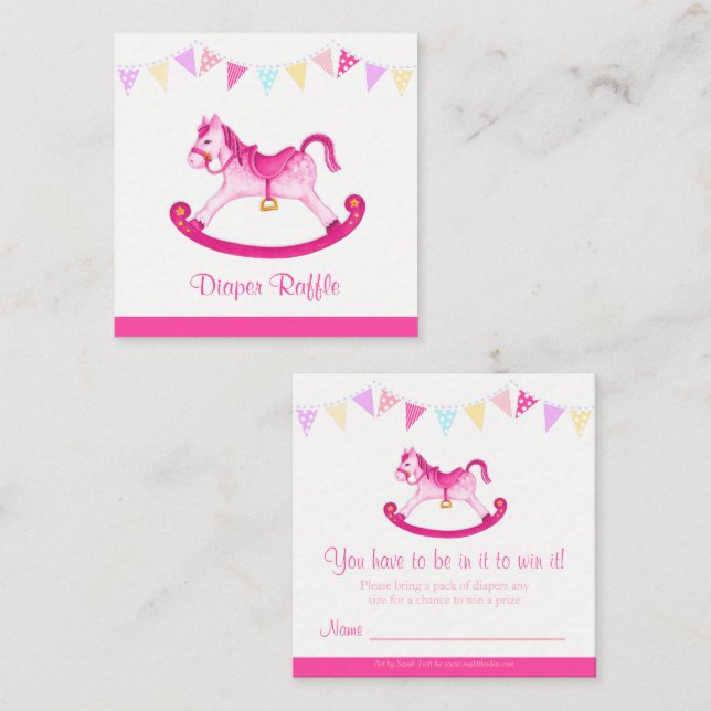 Baby shower rocking cheval art diaper tirage carte (Devant / Derrière)