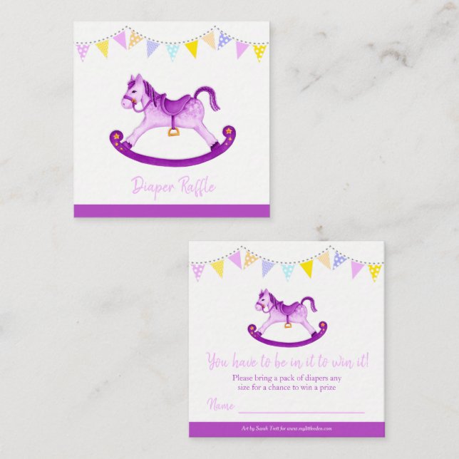 Baby shower rocking cheval art diaper tirage carte (Devant / Derrière)