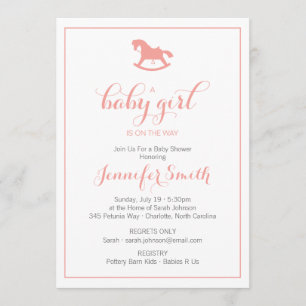Baby shower Rocking Horse Invitation Corail