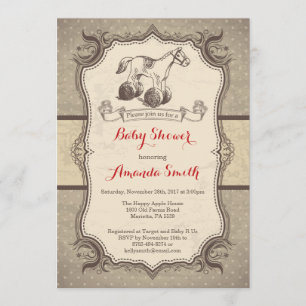 Baby shower Rocking Horse Invitation Vintage Retro
