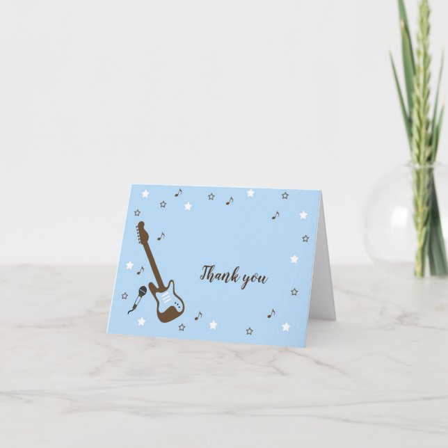 Baby shower Rockstar merci note, brun bleu (Devant)