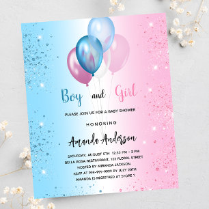 Baby shower rose bleu fille invitation garçon
