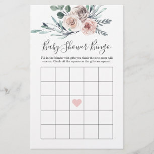 Baby shower Rose Boho Jeu de Bingo