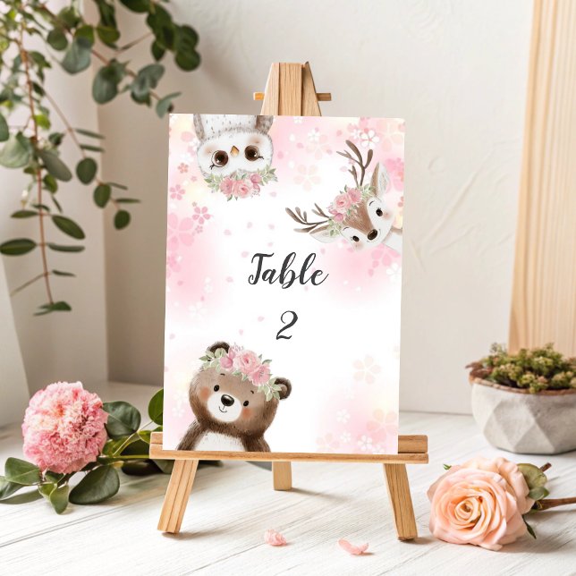 Baby shower rose bois Numéro de la table Panneau (Créateur téléchargé)