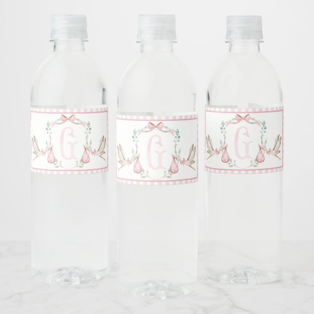 Baby shower rose Bouteille d'eau Étiquettes (Bouteilles)
