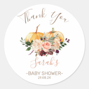 Baby shower rose Citrouille Favoriser Sticker