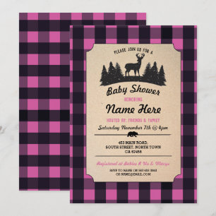 Baby shower rose de Lumberjack Invitation de bois